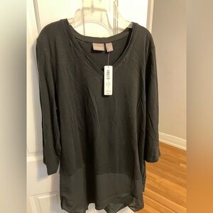 Chico's Black 3/4 Sleeve Tunic with Chiffon Hem